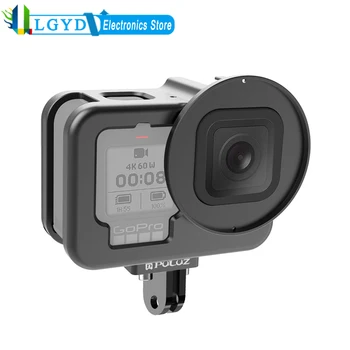 PULUZ עבור GoPro HERO9 שחור דיור כיסוי מעטפת סגסוגת אלומיניום CNC מגן כלוב עם ביטוח מסגרת & 52mm UV עדשת GoPro