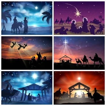 Laeacce סצנת המולד ישו לידה צילום תפאורות כוכבי הלילה מאמין פורטרט צילומי רקע על סטודיו ביתי
