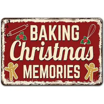 אפייה חג המולד עתיקות, וינטג ' פח לחתום על אמנות קיר רטרו פוסטר מתכת פח סימן עיצוב הבית מוסך מטבח בר מסעדה