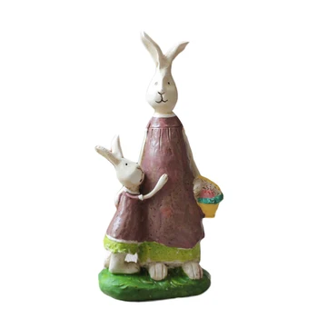 שרף מיני פסל חמוד קריקטורה כפול ארנב צורת קישוט קישוטים שיק מתנה לחברים.
