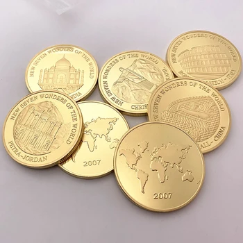 7 יח ' תרבות אוסף מטבעות זהב סין החומה הגדולה /הקולוסיאום מטבע / פירמידה העולם שבעת פלאי מזכרת מתנה העתק מטבעות