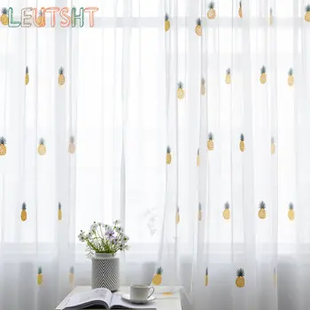 נורדי סלון חדר אוכל חדר השינה לבן רקום חלון גזה גזה שקופה וילון טול טריים קטן משלוח חינם