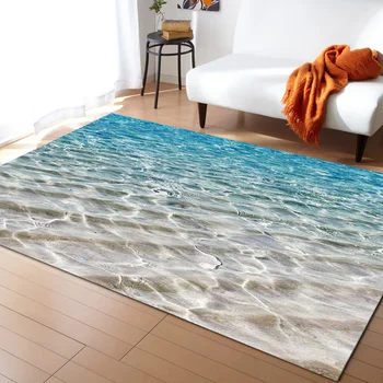 ים גל מודפס השטיח הביתה השטיח בסלון בחדר השינה ליד המיטה עיצוב שטיח מסדרון עם שטיח ללא החלקה-המטבח, האמבטיה שטיח הרצפה