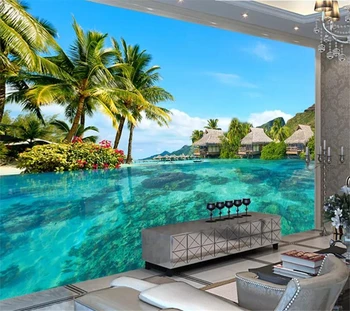beibehang מותאם אישית 3D טפט תמונה המלדיביים ים חוף טבעי צילום נוף בסלון טלוויזיה רקע נייר קיר ציור קיר