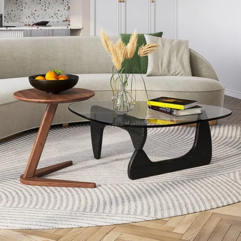 מינימליסטי עץ קפה, שולחנות צד עגול שקוף האורחים שולחנות קפה לסלון מעצבים שולחן באס ריהוט הבית