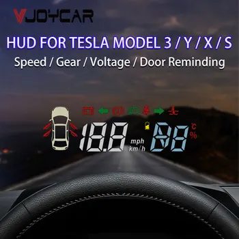Vjoycar האד LED השמשה מהירות מקרן תצוגה עילית על טסלה מודל 3/X רכב בטיחות מכשיר אביזרי אלקטרוניקה 2023