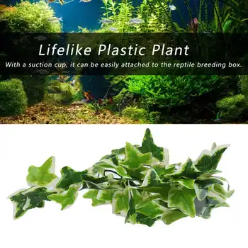 מלאכותי, זוחלים, צמחים מציאותי פלסטיק הצמח תלוי עלים לקישוט עם כוס יניקה עבור זוחלים, אקווריום אקווריום.