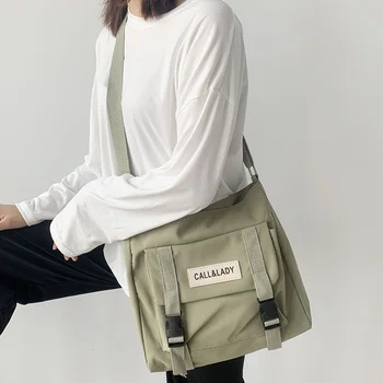בד נשים Messenger Bag קוריאני גדול הכתף Crossbody תיקים עבור סטודנטים בד ניילון תיק תיקים ילקוטים