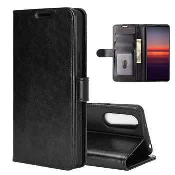 5ii Case for Sony Xperia 5ⅱ SOG02 (6.1 ב) כיסוי ארנק כרטיס סטנט ספר בסגנון פו Flip עור להגן שחור Xperia5 II SOG-02