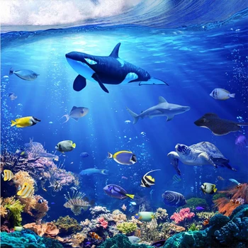 beibehang כחול הים העולם דולפין 3D סטיאוטטי רקע קיר רצפה ציור התאמה אישית של טפט קיר גדול