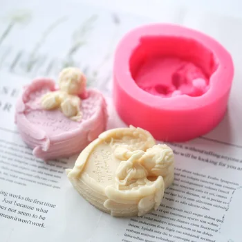 3D המבקשים אנג ' ל סיליקון נר עובש אהבה בדמות אדם סבון שרף טיח ביצוע סט שוקולד קרח עובש מתנת החתונה עיצוב הבית